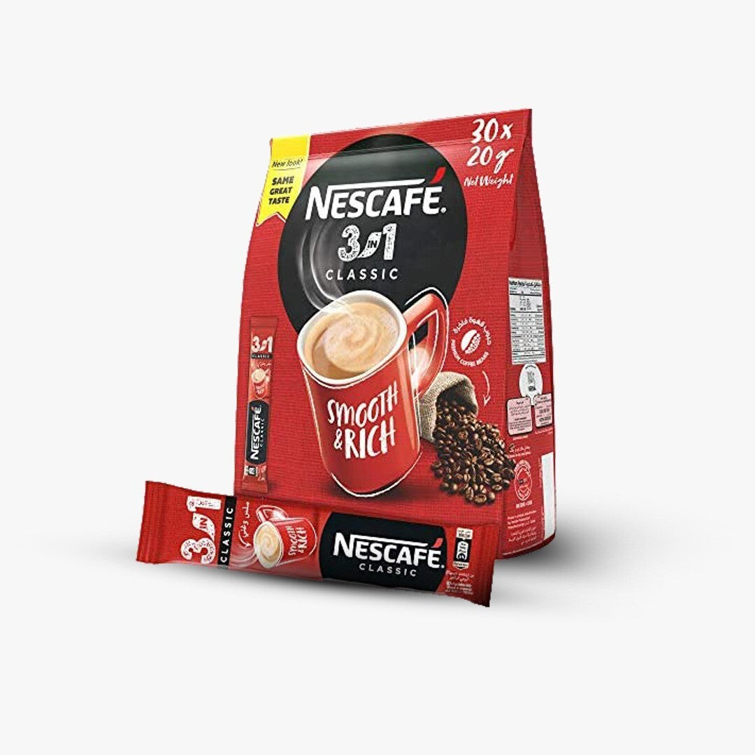 Nescafe 3 in 1 Classic Instant Coffee 30 x20g Sticks