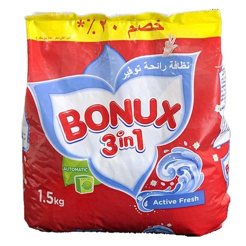 Bonux 3 in 1 Active Fresh Detergent Powder 1.5KG