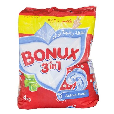 مسحوق غسيل بونوكس ٣ في ١ برائحة منعشة ٤ كجم