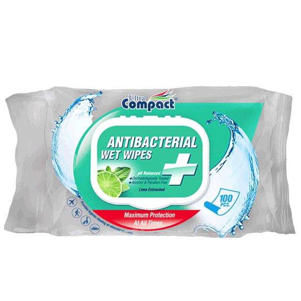 Wet Wipes AntiBacterial Ultra Compact 100 pcs